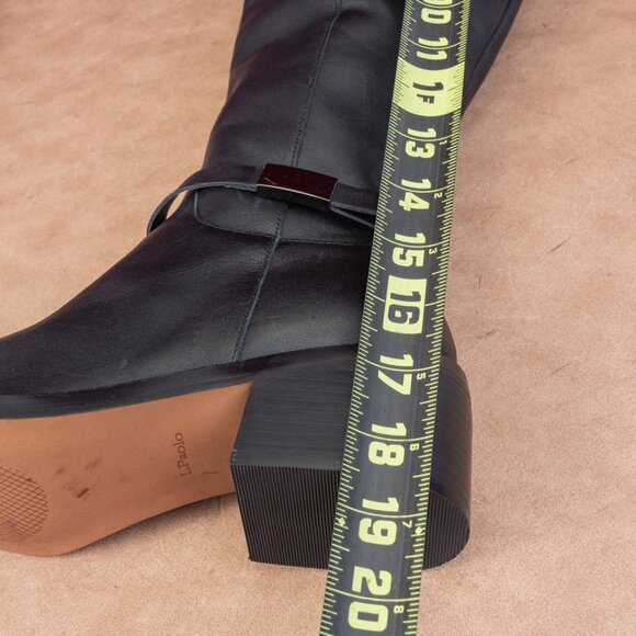 Linea Paolo Women Kamile Black Leather Buckle Knee Riding Fashion Boots sz 9 - Picture 8 of 10